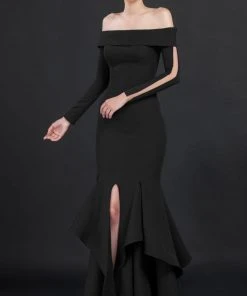 Formal Gowns MNM Couture - Ruffled Off Shoulder Trumpet Gown N0043