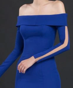 Formal Gowns MNM Couture - Ruffled Off Shoulder Trumpet Gown N0043