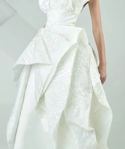 MNM Couture - Strapless Ruffled Empire Long Gown G0691 Formal Gowns