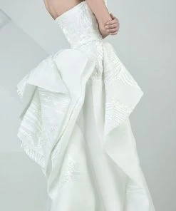 MNM Couture - Strapless Ruffled Empire Long Gown G0691 Formal Gowns