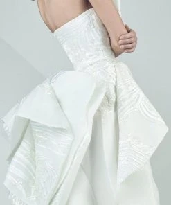 MNM Couture - Strapless Ruffled Empire Long Gown G0691 Formal Gowns