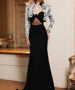 Formal Gowns MNM Couture - Sweetheart Neck Illusion Gown With Bolero N0121