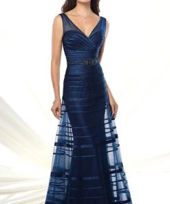 Formal Gowns Mon Cheri - 116936 Tulle Satin Dress - 1 Pc Navy In Size 10 Available