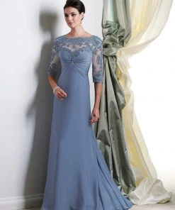 Mon Cheri - Beaded Quarter Length Sleeves Dress 113949