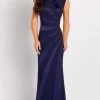 Mon Cheri - Embellished Sleeveless Fitted Sheath Gown 119649 - 1 Pc Navy In Size 16 Available