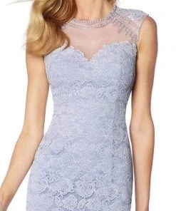 Mon Cheri Fitted Lace Short Dress 117820 - 1 Pc Light Periwinkle In Size 6 Available Cocktail Dresses