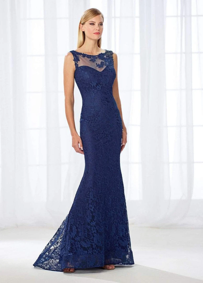 Formal Gowns Mon Cheri - Illusion Lace Bateau Evening Dress 118671 - 1 Pc Navy In Size 8 Available 5 Formal Gowns Mon Cheri - Illusion Lace Bateau Evening Dress 118671 - 1 Pc Navy In Size 8 Available