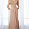 Mon Cheri - Laced Deep V-Neck Sheath Dress 217648 Formal Gowns