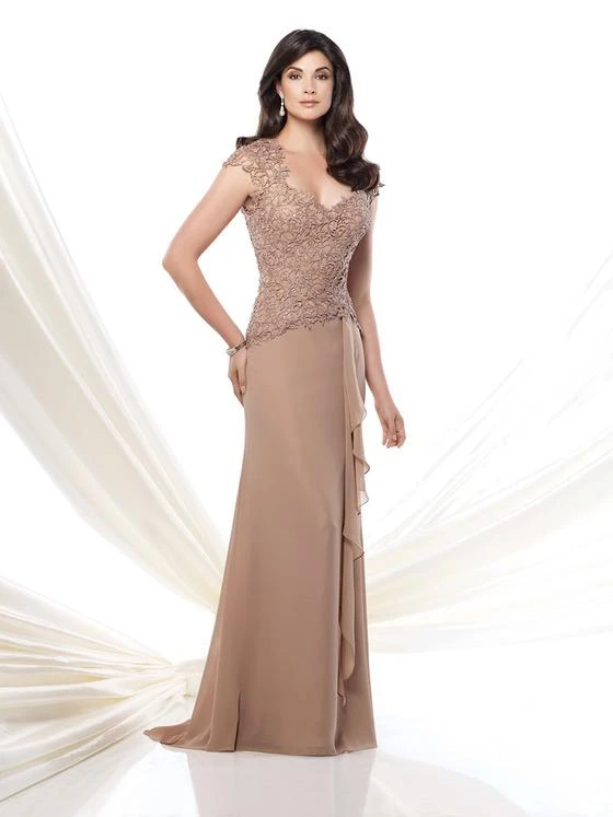 Formal Gowns Mon Cheri - Long Lace Chiffon Dress 115967 3 Formal Gowns Mon Cheri - Long Lace Chiffon Dress 115967