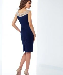 Cocktail Dresses Mon Cheri Ornate Beaded Sheath Gown 118864 - 1 Pc Red In Size 6 And 1 Pc Gray In Size 6 Available