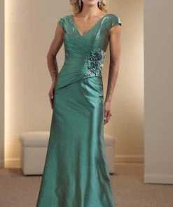 Montage By Mon Cheri - 111965 Cap Sleeve Floral Applique Trumpet Dress Formal Gowns