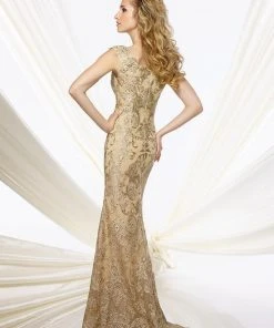 Montage By Mon Cheri - 116948 Metallic Lace Dress