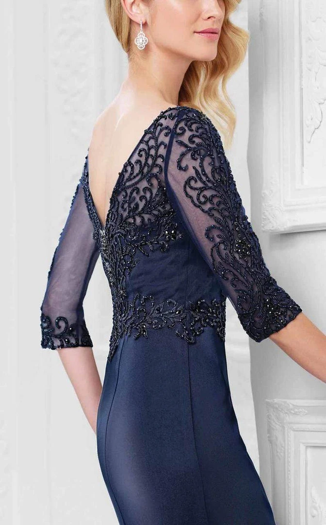 Montage By Mon Cheri - 117910 Quarter Sleeve Beaded Illusion Gown - 1 Pc Ice Gray In Size 12 Available Formal Gowns 6 Montage By Mon Cheri - 117910 Quarter Sleeve Beaded Illusion Gown - 1 Pc Ice Gray In Size 12 Available Formal Gowns