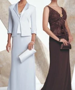 Montage By Mon Cheri - 17942P Brooch V-Neck Formal Dress Formal Gowns