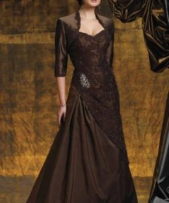 Montage By Mon Cheri - 211945 Beaded Embroider A-Line Dress Formal Gowns