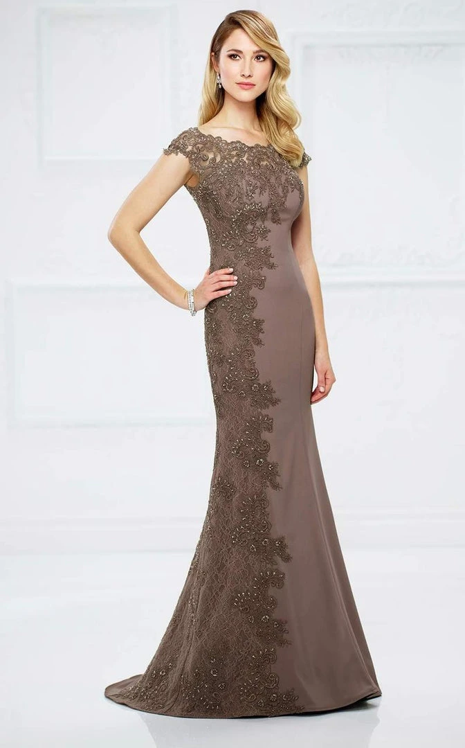 Formal Gowns Montage By Mon Cheri - 217948 Bateau Neck Beaded Lace Trumpet Gown - 1 Pc Mocha In Size 6 Available 3 Formal Gowns Montage By Mon Cheri - 217948 Bateau Neck Beaded Lace Trumpet Gown - 1 Pc Mocha In Size 6 Available
