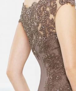 Formal Gowns Montage By Mon Cheri - 217948 Bateau Neck Beaded Lace Trumpet Gown - 1 Pc Mocha In Size 6 Available 9 Formal Gowns Montage By Mon Cheri - 217948 Bateau Neck Beaded Lace Trumpet Gown - 1 Pc Mocha In Size 6 Available