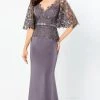 Montage By Mon Cheri - 220946 Embroidered Lace V-neck Long Dress - 1 Pc Dark Gray In Size 16 Available 1 Montage By Mon Cheri - 220946 Embroidered Lace V-neck Long Dress - 1 Pc Dark Gray In Size 16 Available