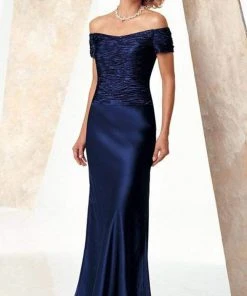 Montage By Mon Cheri - 24942P Jewel Ornate Ruched Off-shoulder Gown Formal Gowns