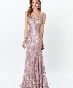 Formal Gowns Montage By Mon Cheri - Allover Lace Trumpet Gown 119932 - 1 Pc Rose Quartz In Size 16 Available