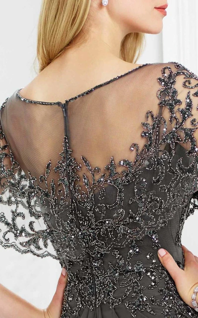 Montage By Mon Cheri - Beaded Sheer Capelet Sheath Gown 217947 - 1 Pc Blue Willow In Size 12 Available 7 Montage By Mon Cheri - Beaded Sheer Capelet Sheath Gown 217947 - 1 Pc Blue Willow In Size 12 Available