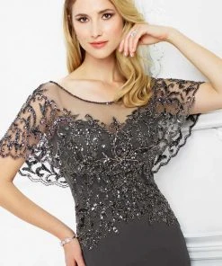 Montage By Mon Cheri - Beaded Sheer Capelet Sheath Gown 217947 - 1 Pc Blue Willow In Size 12 Available 9 Montage By Mon Cheri - Beaded Sheer Capelet Sheath Gown 217947 - 1 Pc Blue Willow In Size 12 Available