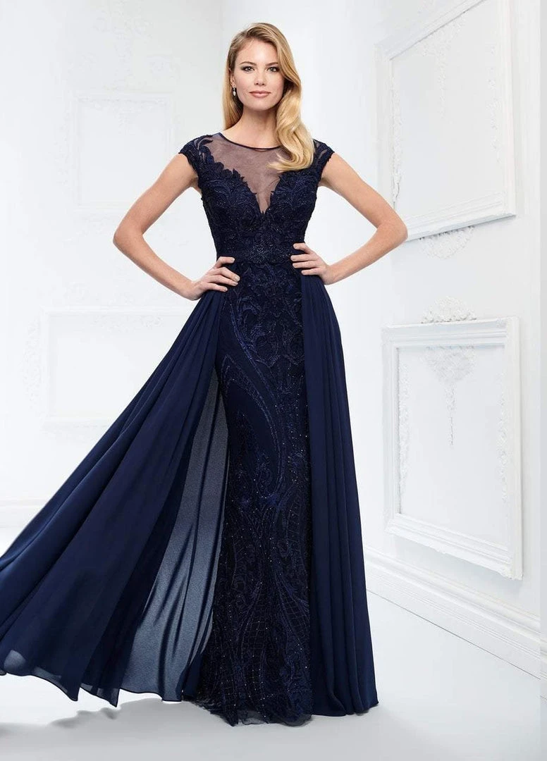 Montage By Mon Cheri - Embroidered Lace Chiffon Overskirt Gown 218914 - 1 Pc Navy In Size 10 Available Formal Gowns 3 Montage By Mon Cheri - Embroidered Lace Chiffon Overskirt Gown 218914 - 1 Pc Navy In Size 10 Available Formal Gowns