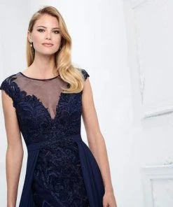 Montage By Mon Cheri - Embroidered Lace Chiffon Overskirt Gown 218914 - 1 Pc Navy In Size 10 Available Formal Gowns 7 Montage By Mon Cheri - Embroidered Lace Chiffon Overskirt Gown 218914 - 1 Pc Navy In Size 10 Available Formal Gowns