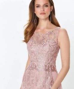 Montage By Mon Cheri - Lace Embellished Two-Piece Column Gown 119940 - 1 Pc Latte In Size 14 Available