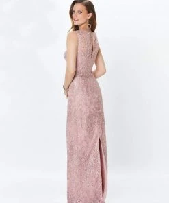 Montage By Mon Cheri - Lace Embellished Two-Piece Column Gown 119940 - 1 Pc Latte In Size 14 Available