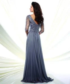 Montage By Mon Cheri - Quarter Sleeve Chiffon A-line Dress 116950