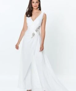 Montage By Mon Cheri Shirr-Front Overskirt Jumpsuit 119936 Plus Size Dresses