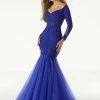 Mori Lee - 43060 Off Shoulder Lace And Glitter Tulle Mermaid Gown Formal Gowns