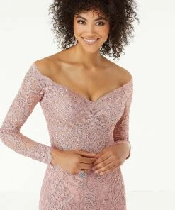 Mori Lee - 43060 Off Shoulder Lace And Glitter Tulle Mermaid Gown Formal Gowns