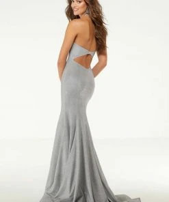 Formal Gowns Mori Lee - 43127 Halter Neck Shimmer Jersey Prom Mermaid Dress