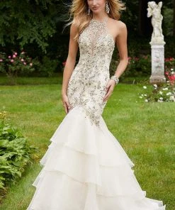 Mori Lee - 45002 Jeweled Strappy Beaded Mermaid Dress Formal Gowns