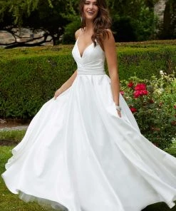 Formal Gowns Mori Lee - 45007 Shirred Plunging Shimmer Satin Gown 10 Formal Gowns Mori Lee - 45007 Shirred Plunging Shimmer Satin Gown