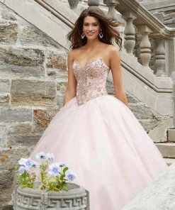 Mori Lee - 45008 Bejeweled Strapless Sweetheart Glitter Ballgown Formal Gowns