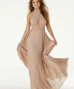 Mori Lee - 45012 Sparkling Crisscross Halter Top A-Line Dress