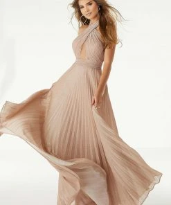 Mori Lee - 45012 Sparkling Crisscross Halter Top A-Line Dress