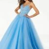 Formal Gowns Mori Lee - 45013 Crystal Beaded V Neck Bodice Glitter Tulle Ballgown