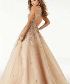 Formal Gowns Mori Lee - 45023 Jeweled V-Neck Long Ballgown