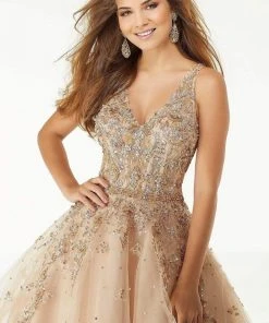 Formal Gowns Mori Lee - 45023 Jeweled V-Neck Long Ballgown