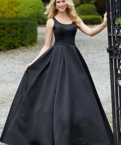 Mori Lee - 45025 Scoop Neck Beaded Pleated A-line Dress