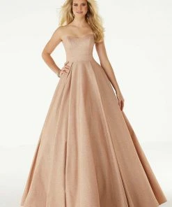 Mori Lee - 45032 Glitter Satin Strapless Ballgown Formal Gowns