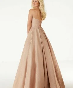 Mori Lee - 45032 Glitter Satin Strapless Ballgown Formal Gowns