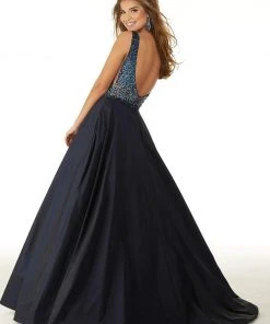 Mori Lee - 45037 Bead Embellished V-Neck Ballgown Formal Gowns