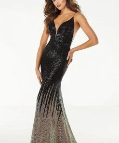 Formal Gowns Mori Lee - 45053 Sequined Open Back Sheath Dress
