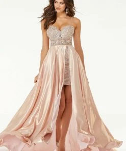 Mori Lee - 45060 Beaded Lace Sweetheart Dress With Overskirt Formal Gowns