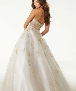 Formal Gowns Mori Lee - 45061 Crystal Beaded Strapless Tulle Ballgown